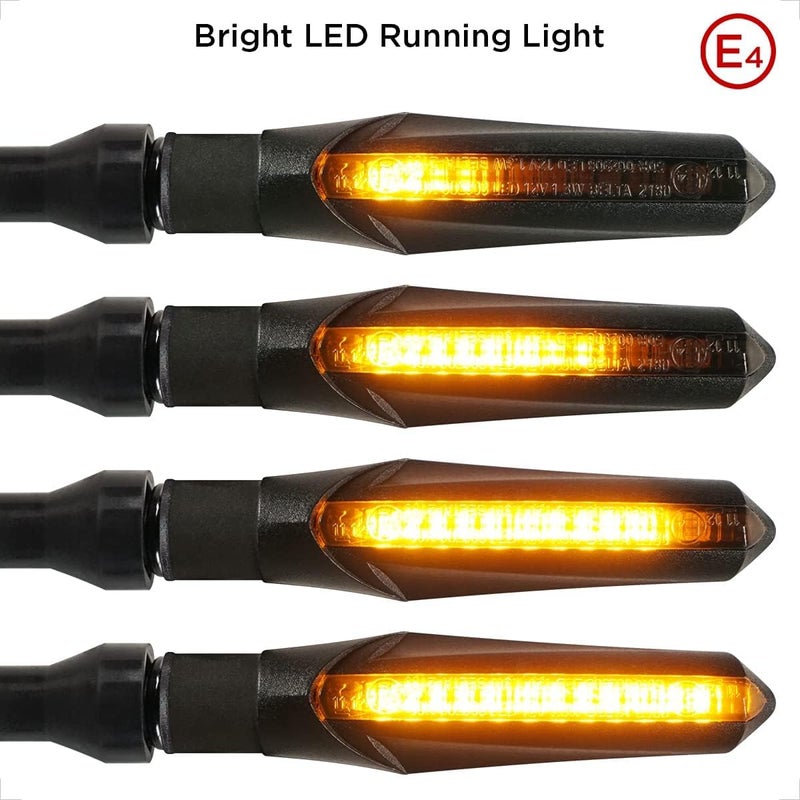 evermotor 2PCS Flowing Motorcycle LED Turn Signals, 12V Universal Mini Sequential Indicators, Waterproof Front Rear Turn Signal Lights Compatible with Harley Dirt Bike Yamaha Honda Cafe Racer Cruiser - Image 2